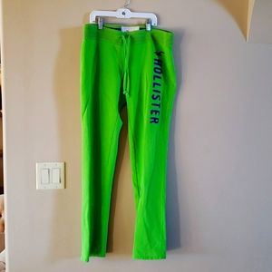 Hollister Ladies Joggers, Size Large, Bright green and royal blue